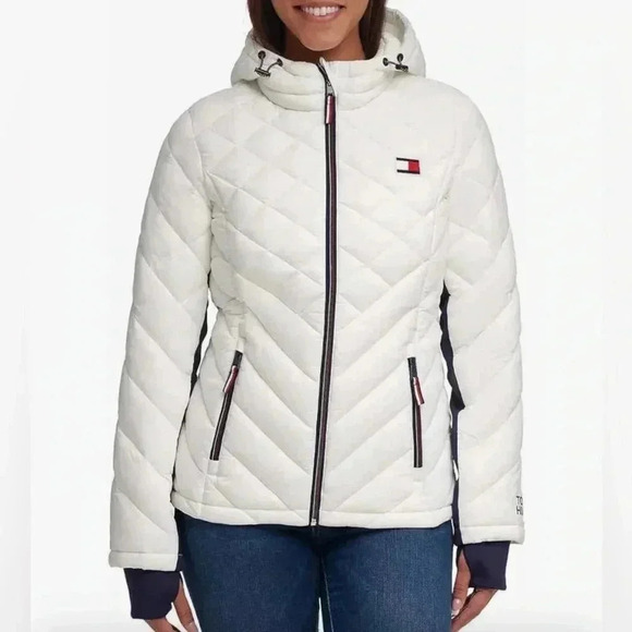 Tommy Hilfiger Women's Hooded Zip Front Short Packable Jacket Size XL - Picture 8 of 15